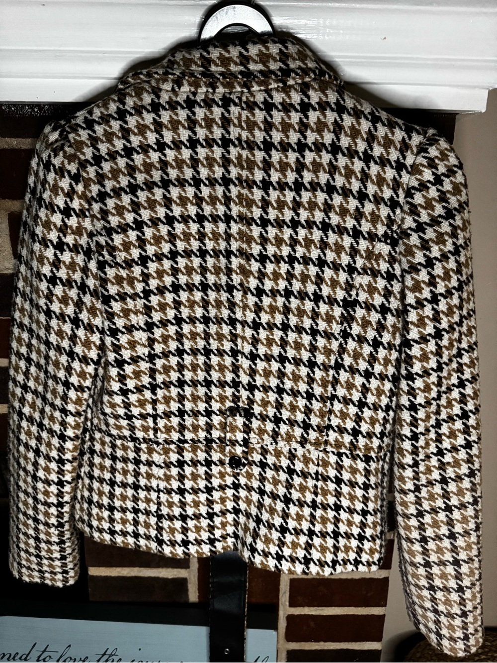 Vintage “Forever” Houndstooth Women's Blazer - Brown, Tan & Creme - Picture 2 of 7